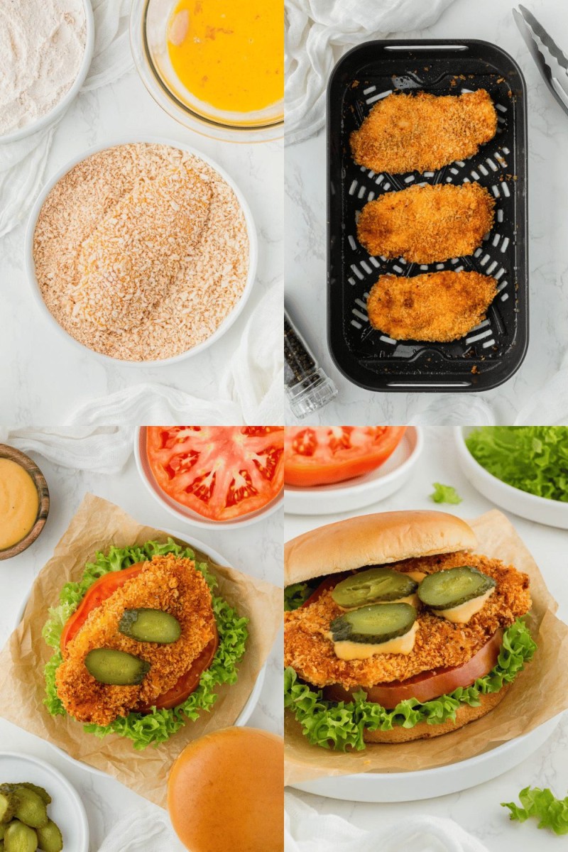 steps for how to make air fryer chicken sandwiches