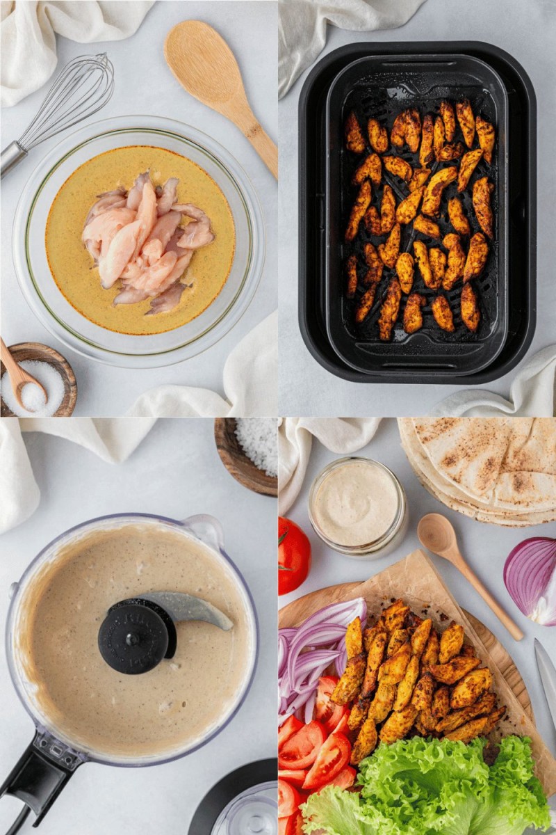 steps for how to make air fryer chicken shawarma