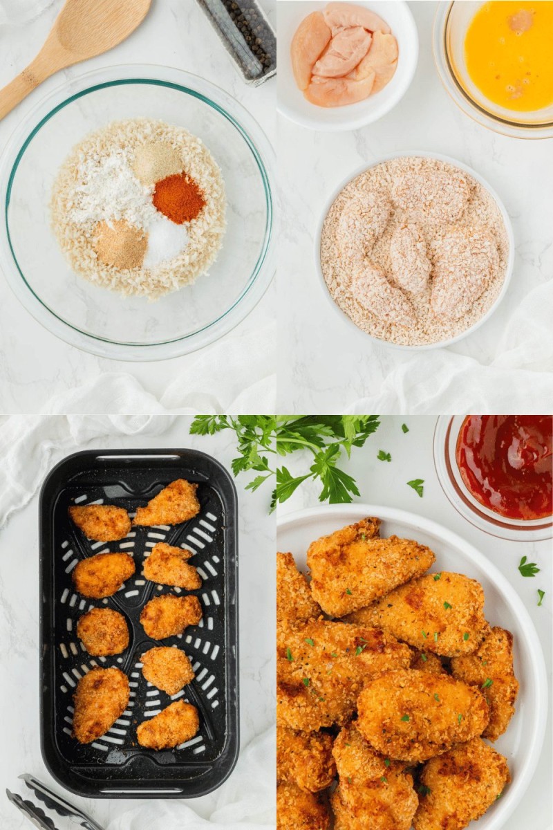 steps for how to make air fryer chicken nuggets