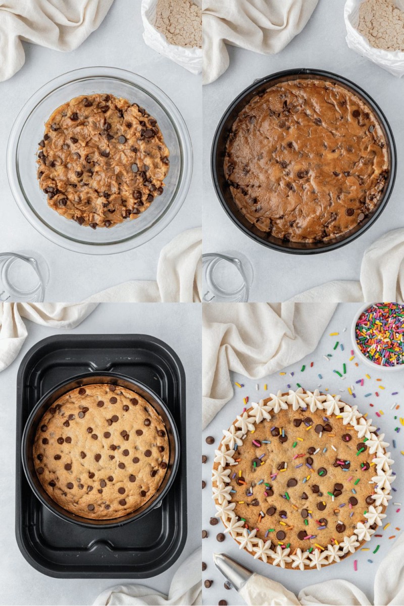 steps for how to make air fryer cookie cake
