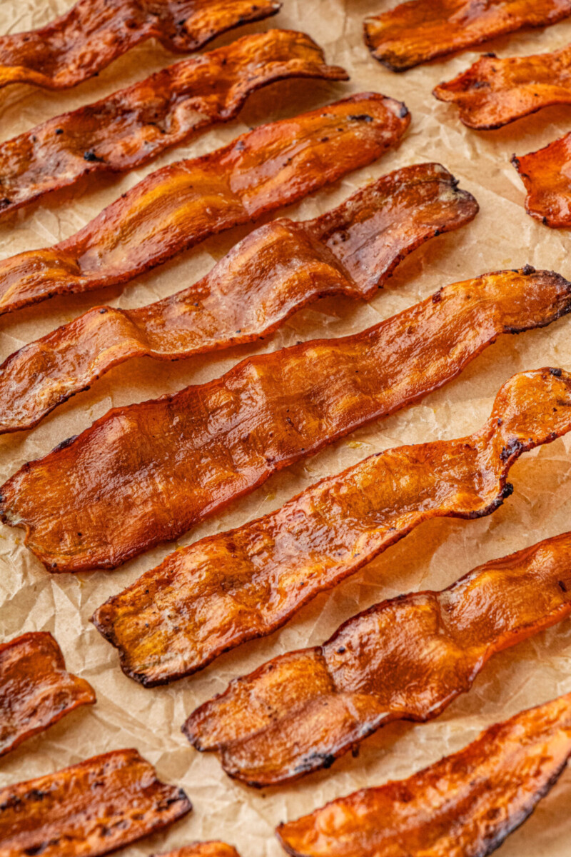 air fryer carrot bacon on parchment paper