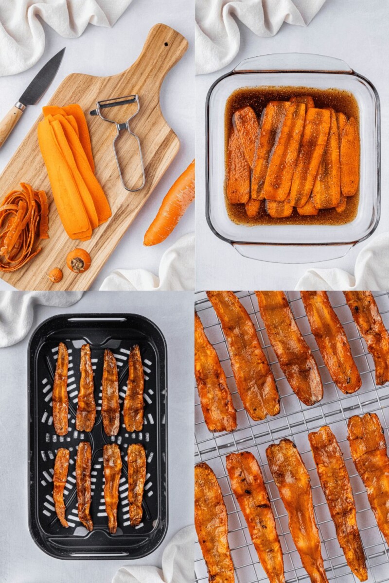 steps for how to make air fryer carrot bacon