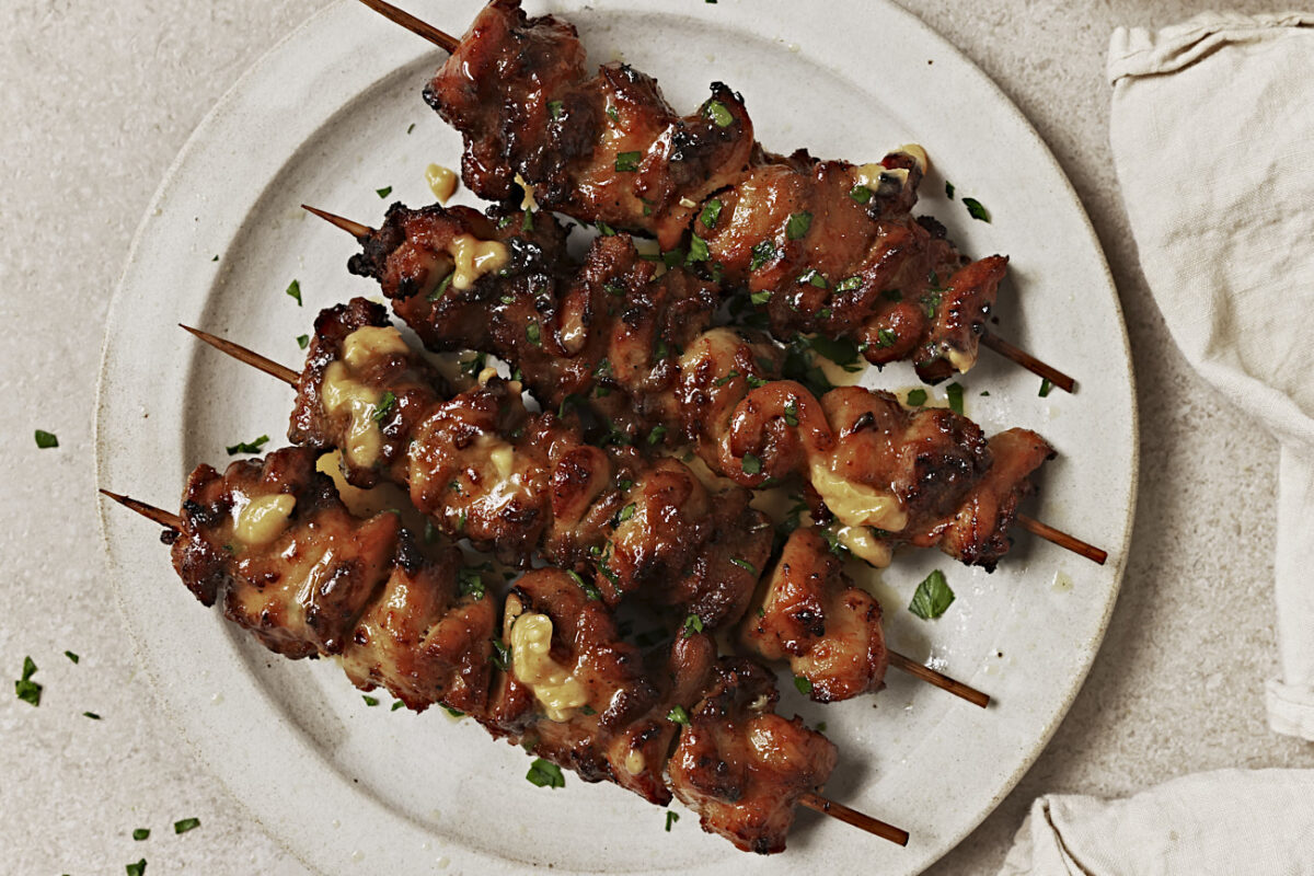Lemon Butter Air Fryer Chicken Skewers