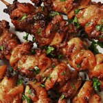 Air Fryer Chicken Skewers on a white plate