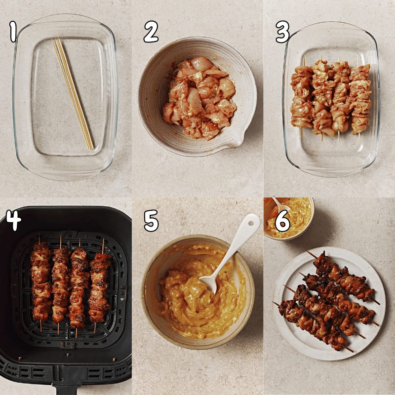 steps for how to make air fryer chicken skewers