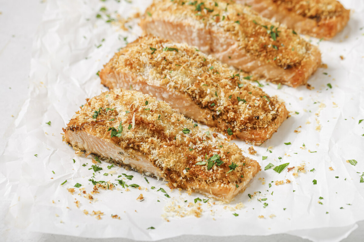 Air Fryer Panko Crusted Salmon