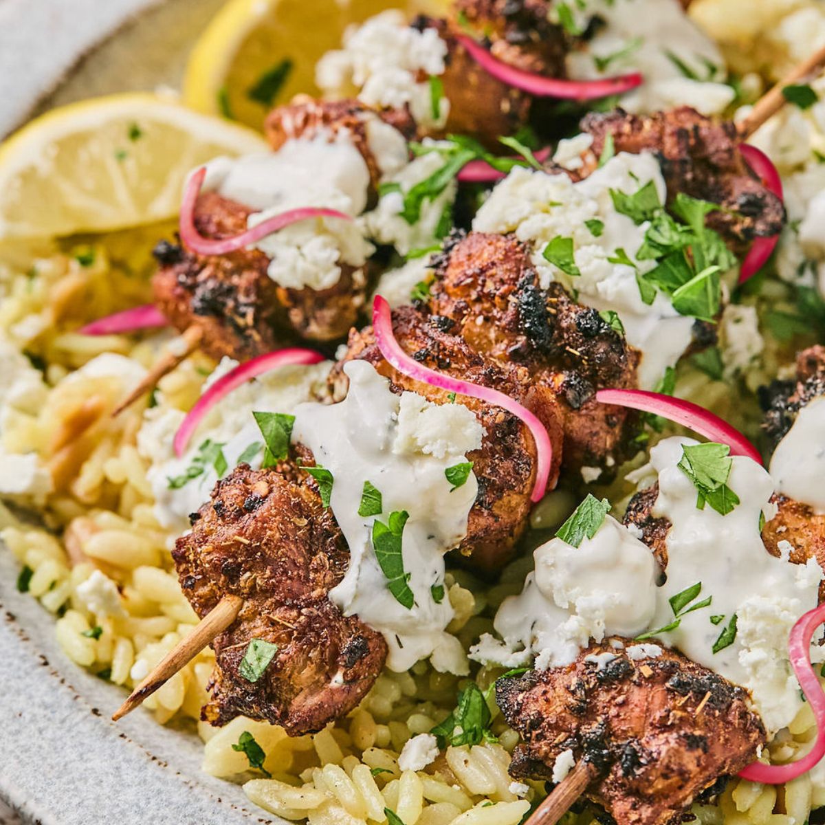 Air Fryer Greek Chicken Skewers